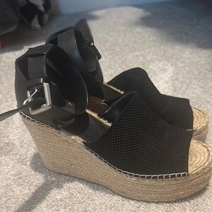 Black Wedge Espadrille Sandals